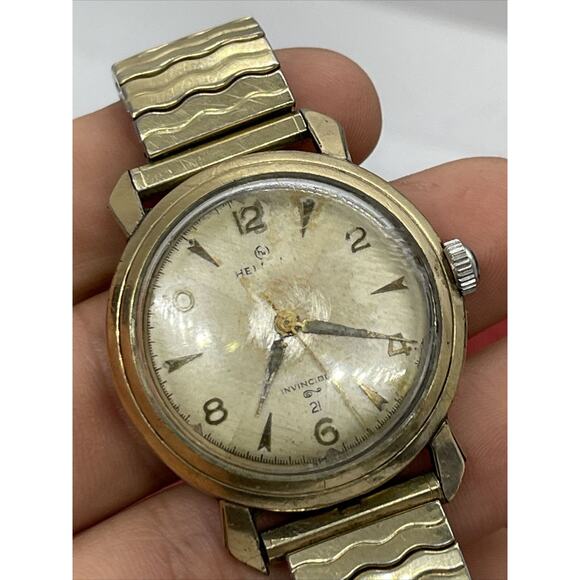 Mens Vintage Helbros Invincible Watch Running Mechanical Stretch - Picture 6 of 11